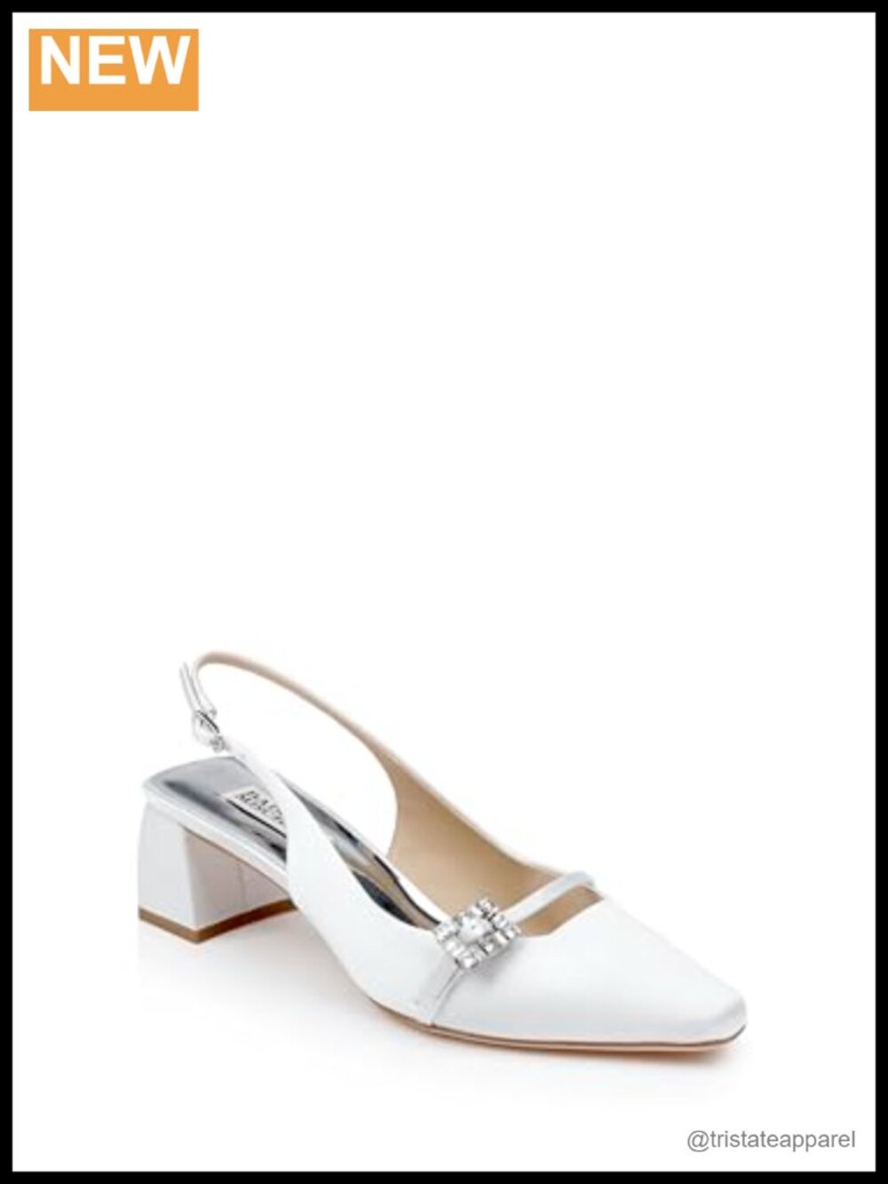 Badgley Mischka Slingback Block Heels with Crystal Buckle